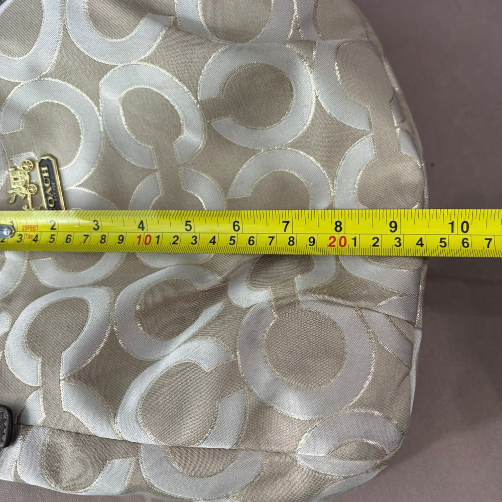 Coach Hobo Womens Medium Beige Signature Optic Art Jacquard Leather Trim Bag - Picture 13 of 16